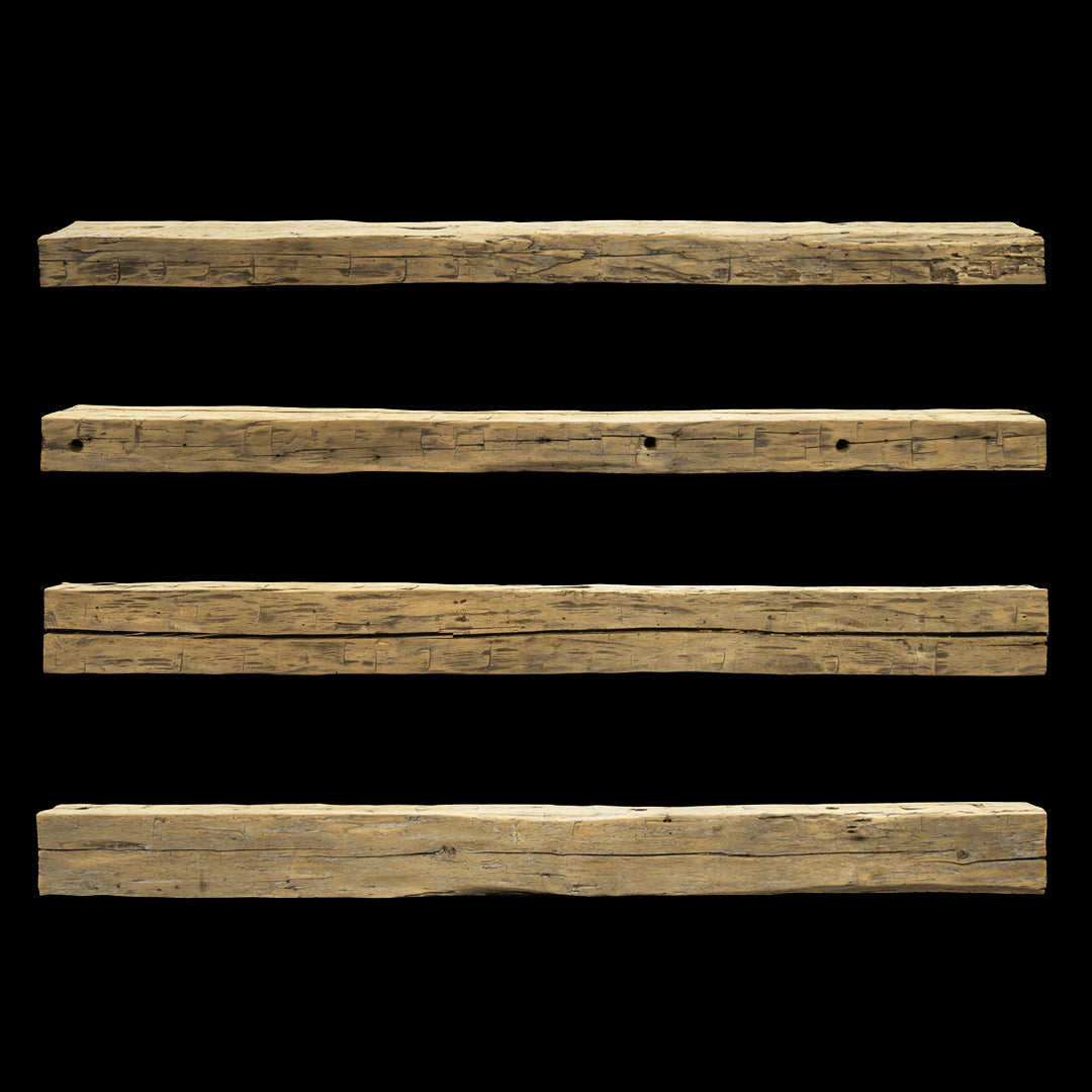 Hand Hewn Wood Mantel - Rustic Fireplace Mantel - 4" x 7" x 87"
