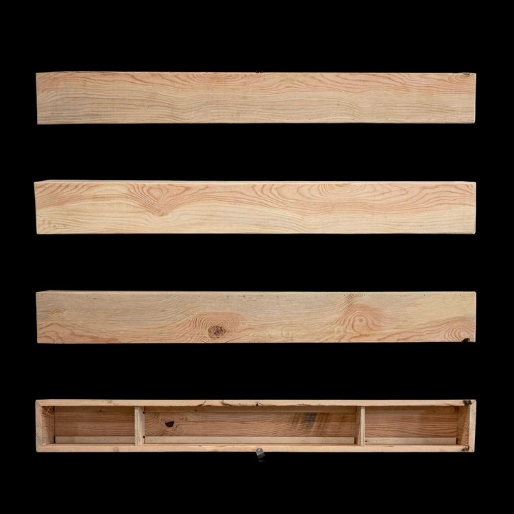 Engineered White Pine Wood Box Beam Mantel - Rustic Fireplace Mantel - 7" x 7" x 60"