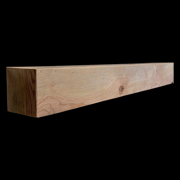 Engineered White Pine Wood Box Beam Mantel - Rustic Fireplace Mantel - 7" x 7" x 60"