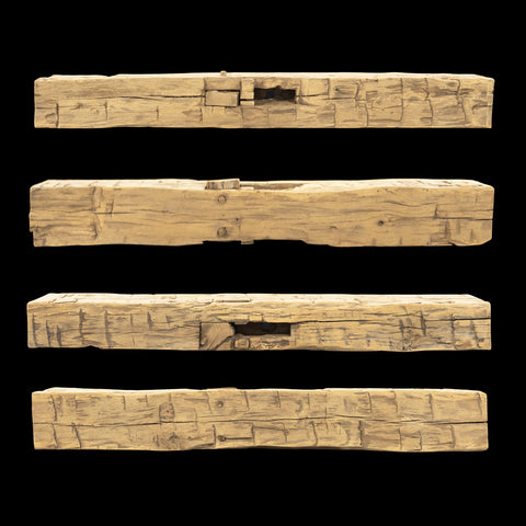 Hand Hewn Wood Mantel - Rustic Fireplace Mantel - 7" x 8.5" x 67"
