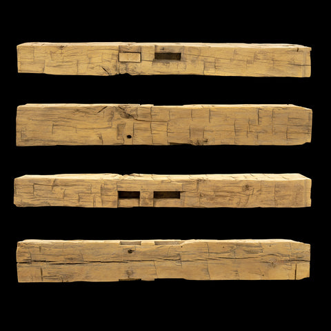Hand Hewn Wood Mantel - Rustic Fireplace Mantel - 6.5" x 9" x 66"