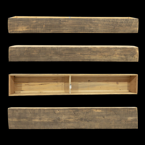 Rough Sawn Wood Box Beam Mantel - Rustic Fireplace Mantel - 8" x 11" x 70"