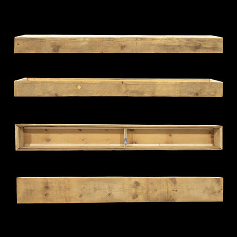 Rough Sawn Wood Box Beam Mantel - Rustic Fireplace Mantel - 6" x 9.5" x 77"
