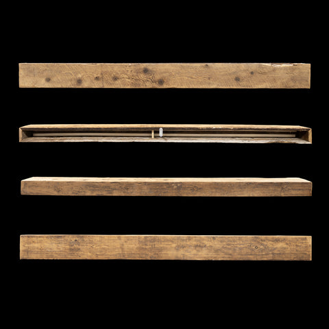Rough Sawn Wood Box Beam Mantel - Rustic Fireplace Mantel - 4.5" x 7.5" x 90"