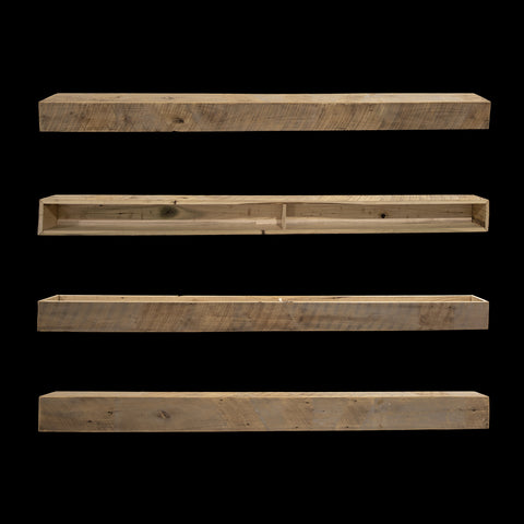 Rough Sawn Wood Box Beam Mantel - Rustic Fireplace Mantel - 5.5" x 6.5" x 80"