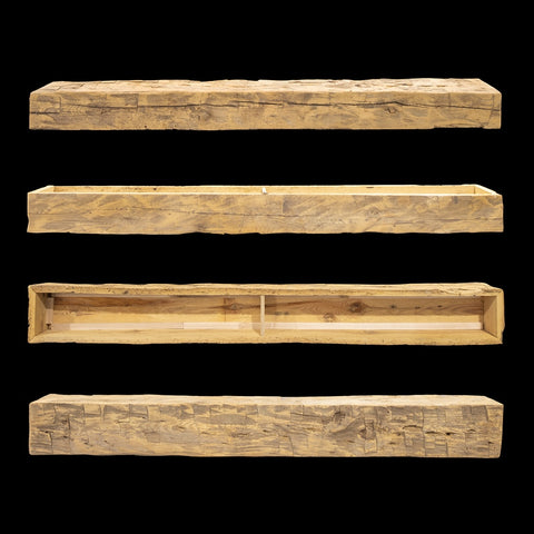 Hand Hewn Wood Box Beam Mantel - Rustic Fireplace Mantel - 5.5" x 7.5" x 69"